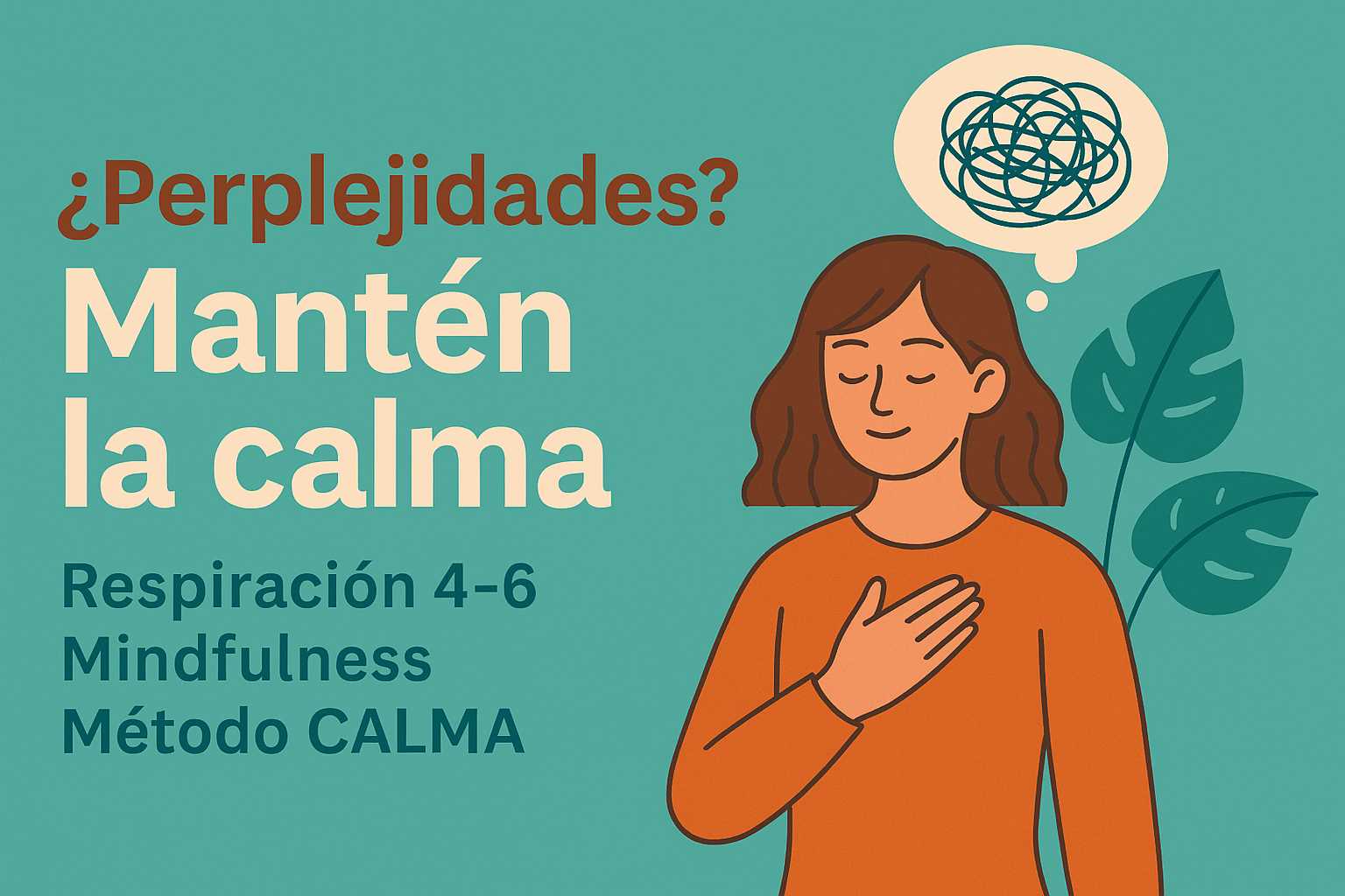 Joven meditando sobre fondo verde, con referencia a Respiración 4–6, Mindfulness y Método CALMA.